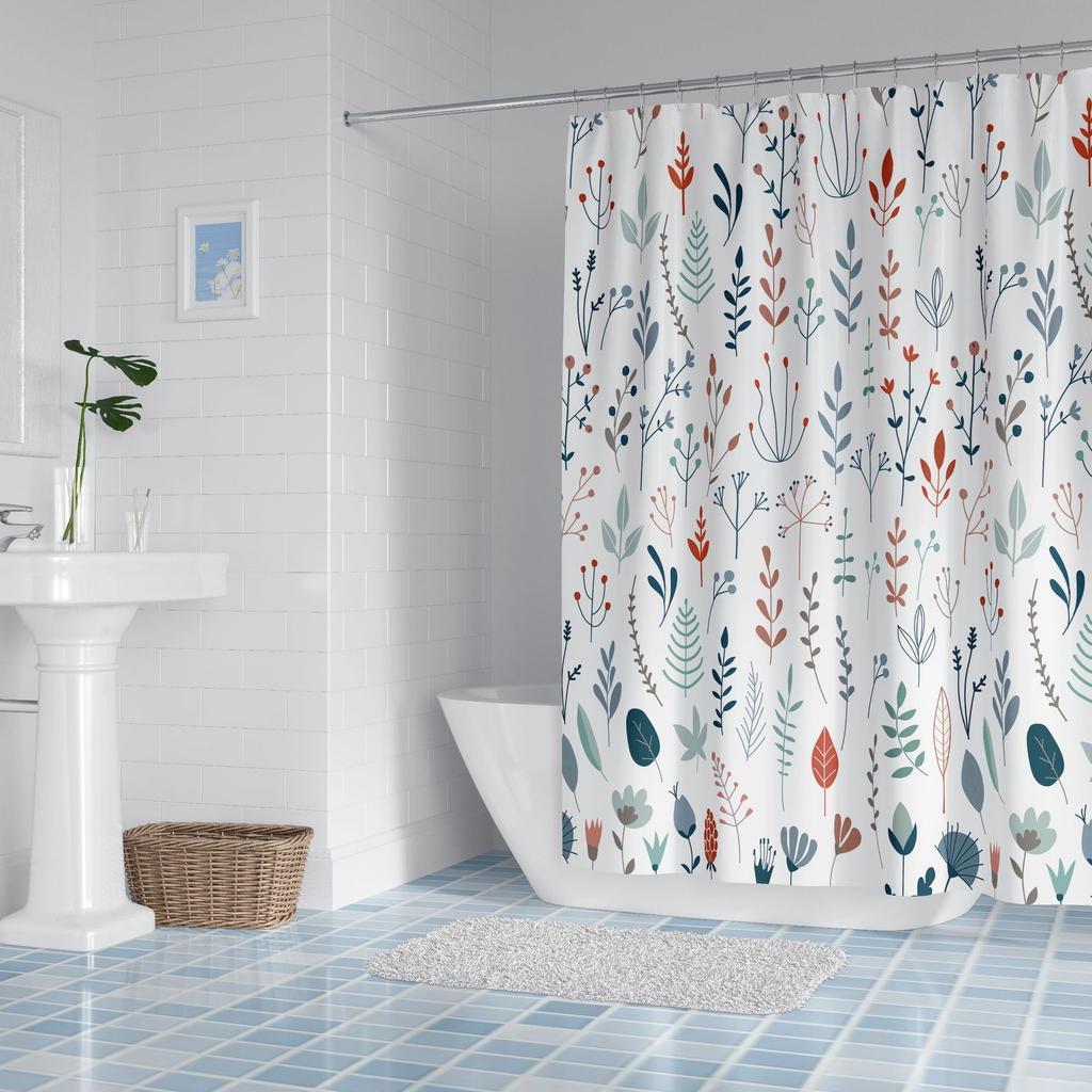 A Variety of Fruits Washable Dirt-Resistant Shower Curtain Shower Head Waterproof Polyester Bath Curtain For Home Decor