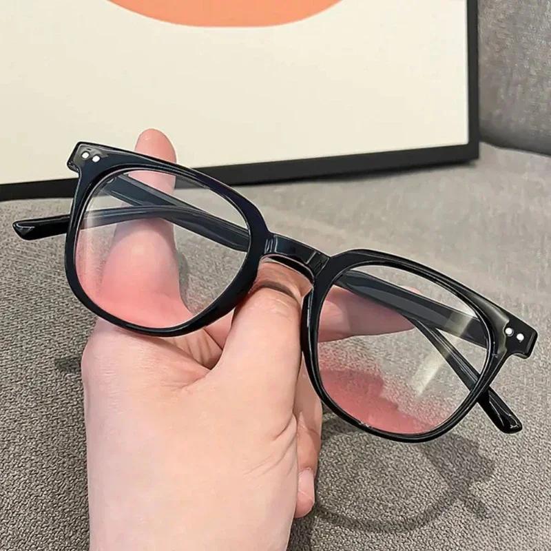 Sunglasses for Women Transparent Black Frame Powder Blusher Glasses Makeup Free Self Beautification Square Large Frame