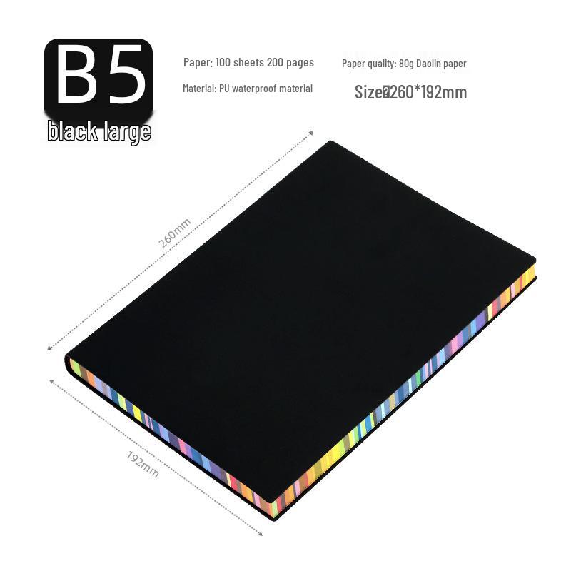 A5 Soft Cover Rainbow Edge Cute Leather Notebook - Custom Simple Color Edge Thickened Diary