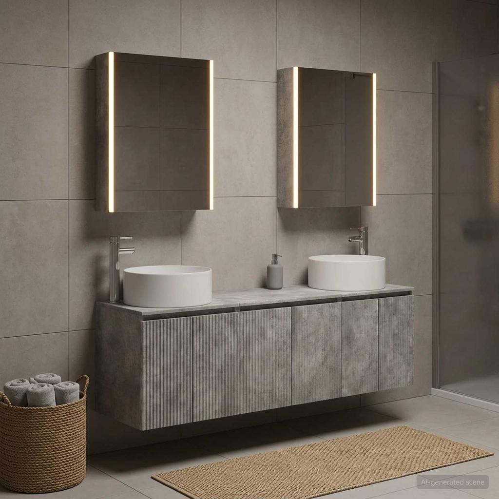 Bathroom Cabinet Set 5 Pcs Concrete Grey Particleboard
