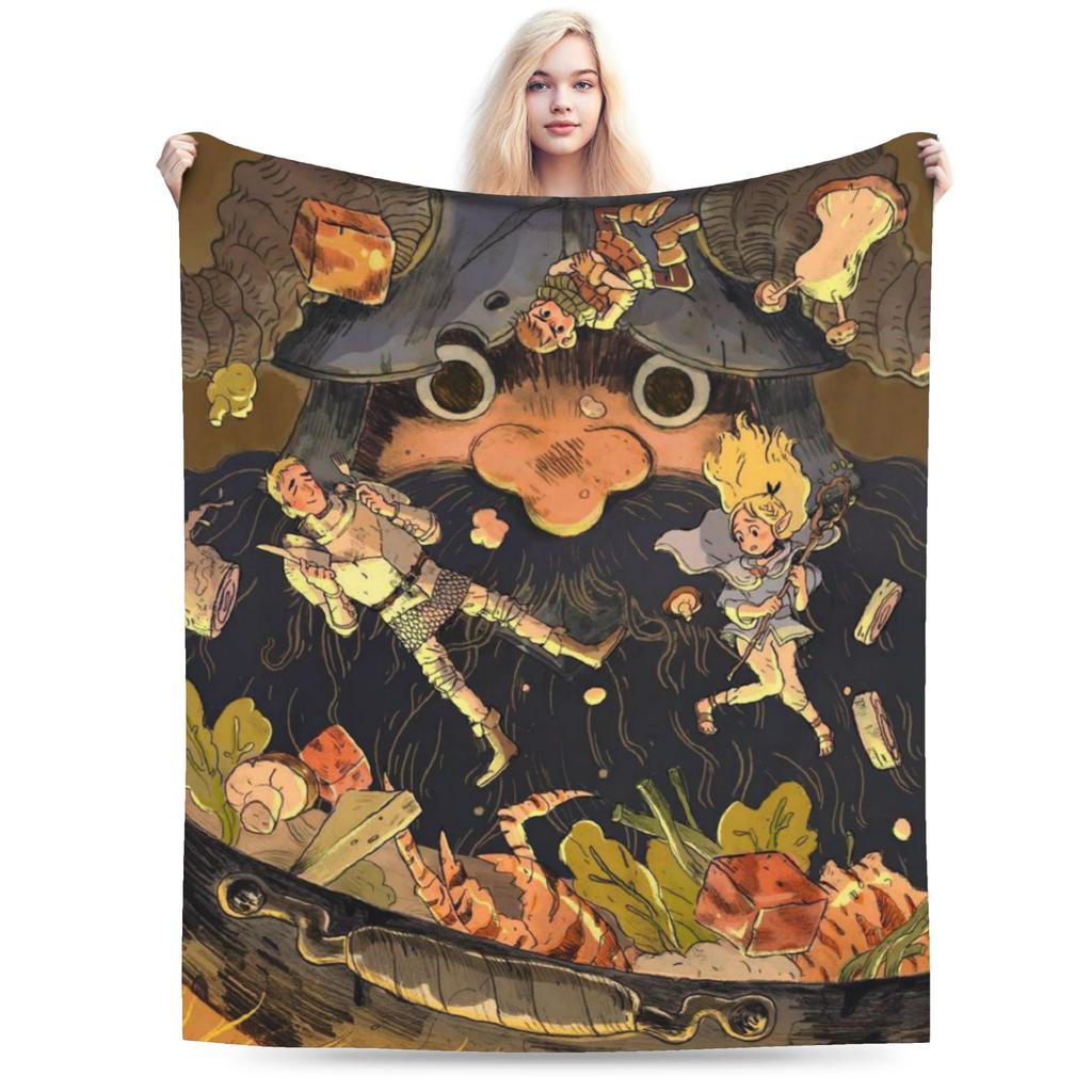 Super Soft Deliciousd in Dungeons Marcille and Senshi Throw Blanket Premium Flannel Bed Blanket Cozy Fluffy Blankets All Season