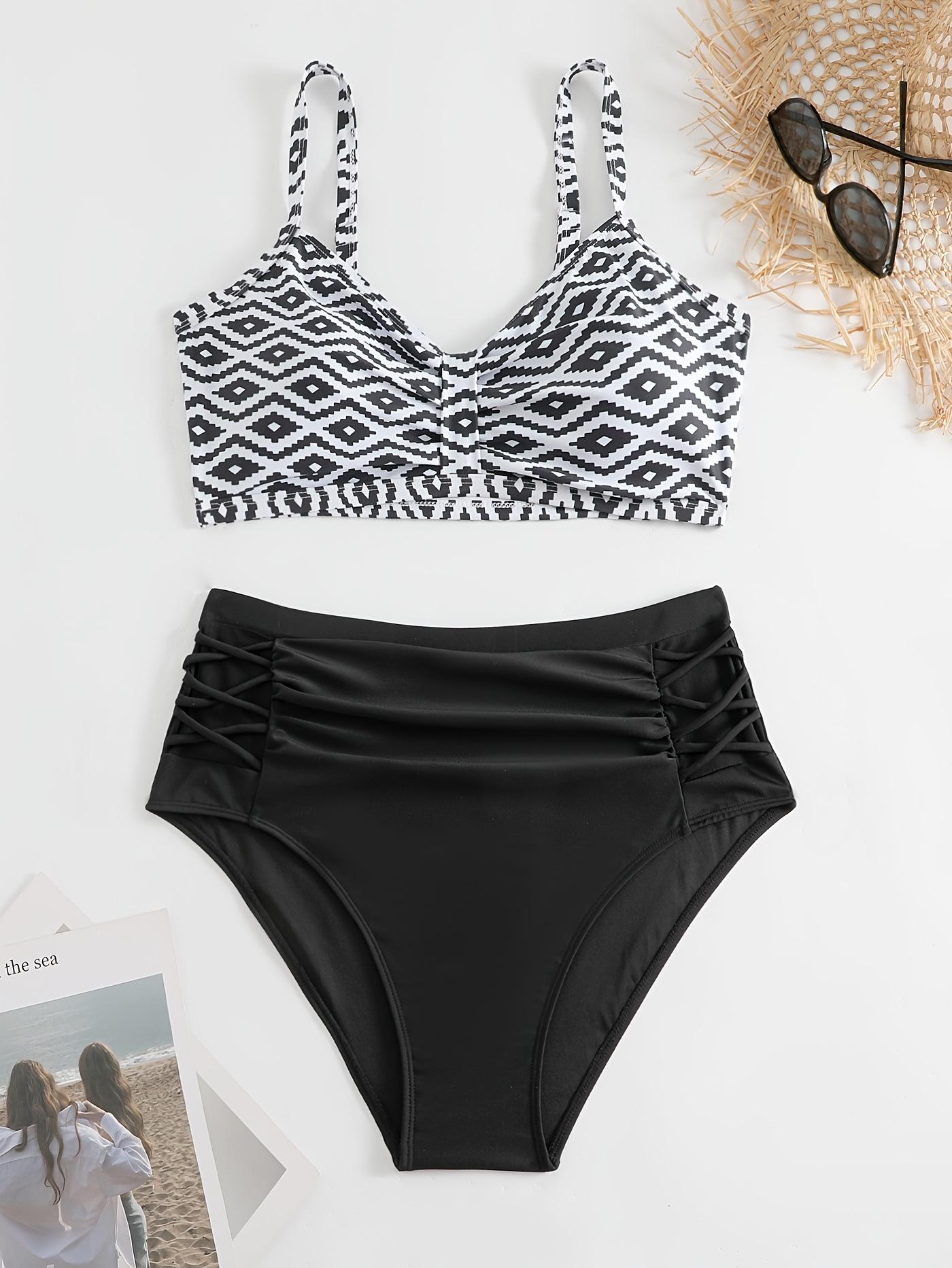 

Жіночий двокомпонентний сексуальний бікіні-купальник європейського та американського стилю для міжнародної торгівлі 3XL чорний