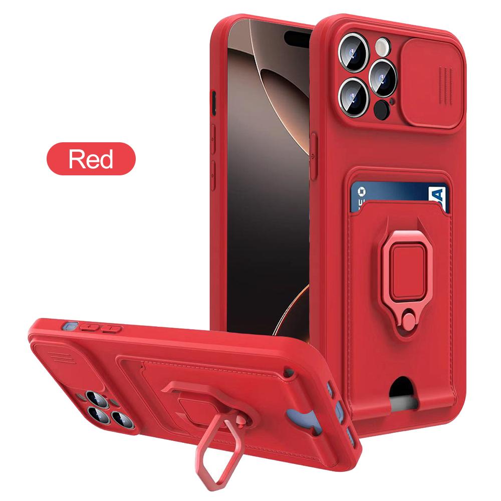 iPhone16Pro Max Case Car Magnetic Holder Sliding Lens Protection Cover For iPhone 16 Pro Max 16Pro TPU Card Slot Bumper Coques
