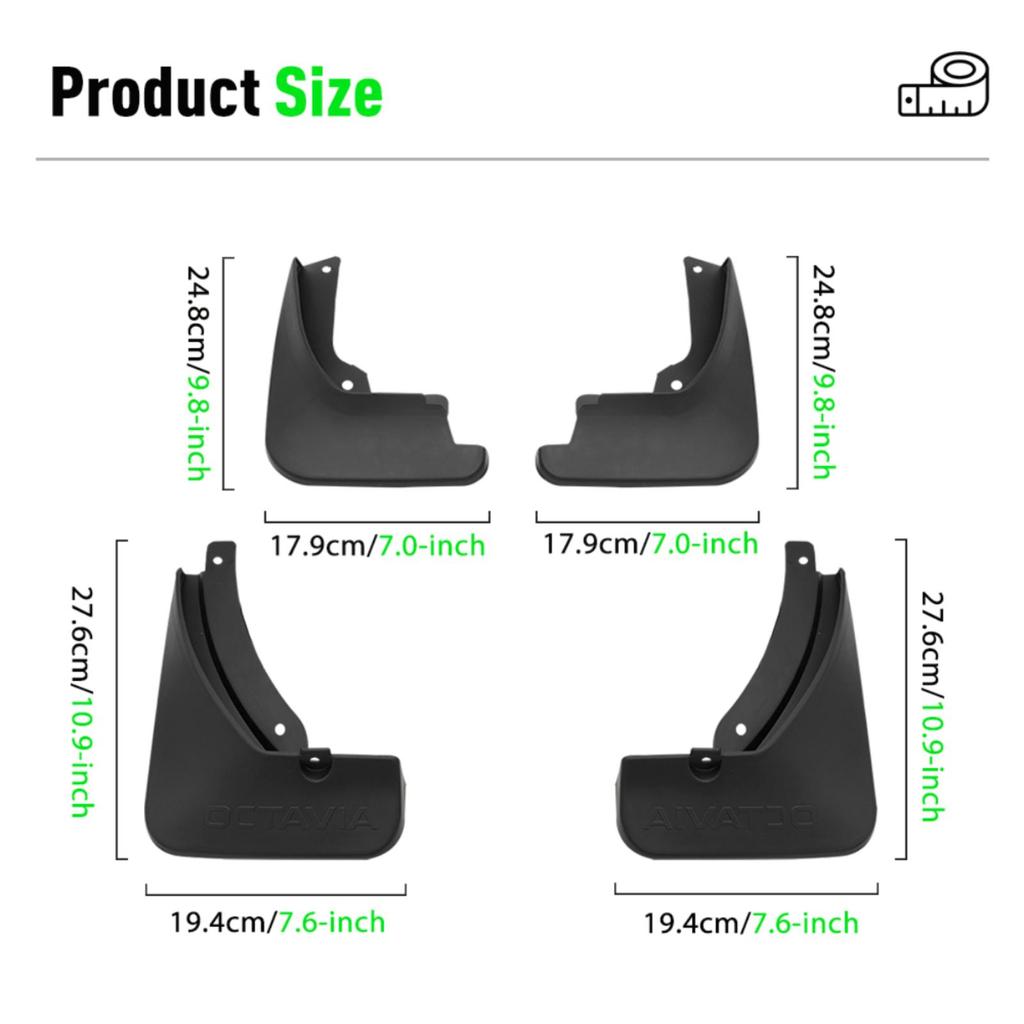 4PCS Splash Guards Mudguards Compatible with Skoda Octavia MK3 A7 5E Sedan/Estate 2013 2014 2015 2016 2017 2018