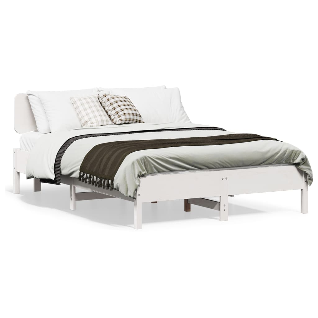 Vidaxl Bed Frame Without Mattress, White, 120X190 Cm, Solid Pine Wood