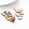 Environmentally Friendly Wood Earrings, Personalized Color Irregular Graphic Splicing Studs