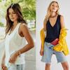 Fashion V-neck Loose Women's Tank Top Breathable Comfortable Sleeveless Outerwear Top