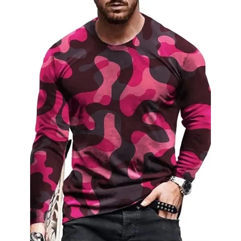 Herbst/Winter Herren Langarm Rundhals T-Shirt 3D Militärdruck Herren Langarm T-Shirt Veteranen Herren Mode T-Shirt