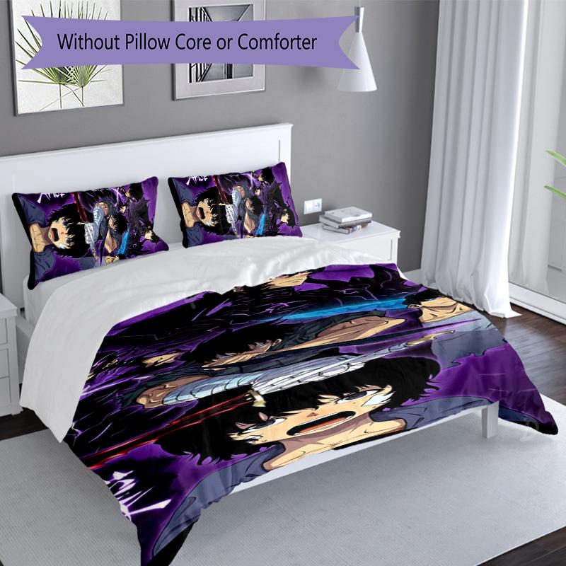 3pcs Solo Leveling Sung Jin-woo2 pattern bedding set duvet cover set includes duvet cover &pillowcases, perfect all season bedroom decoration & gift