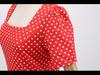 Fransız Retro Hong Kong Tarzı Polka Dot İnce Salıncak Elbise Kare Yaka