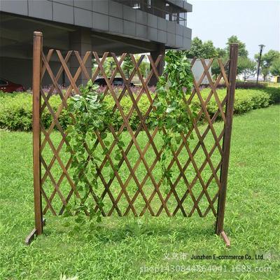 Expandable Carbonized Wood Garden Fence and Flower Stand Decoration