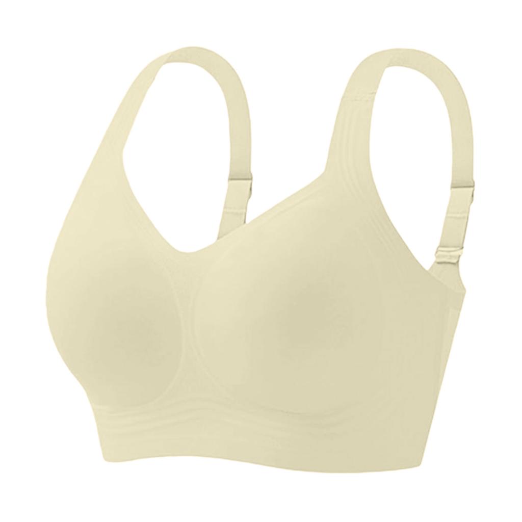 Seamless Wireless Bra for Women Comfortable Stretchy V Neck Soft Full Coverage Pullover Bralette with Wide Straps