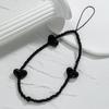 Simple Fashionable Black Peach Heart Beaded Mobile Phone Chain for Men and Women Versatile Fashion Phone Accessories Jewelry