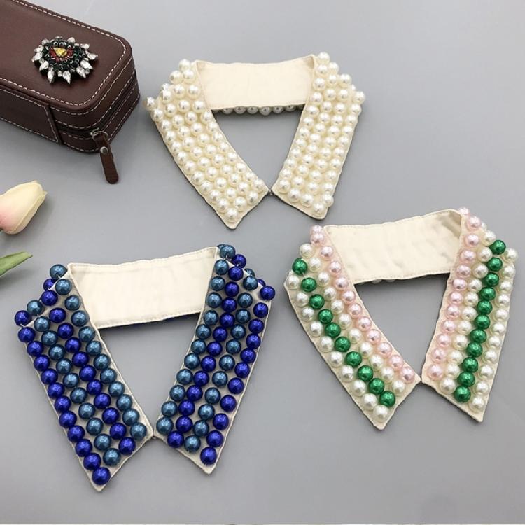 Elegant Pearls Beaded Bib Faux Collar Half Shirt for Women Lapel False Collar Detachable Collar Neckline Choker Necklace
