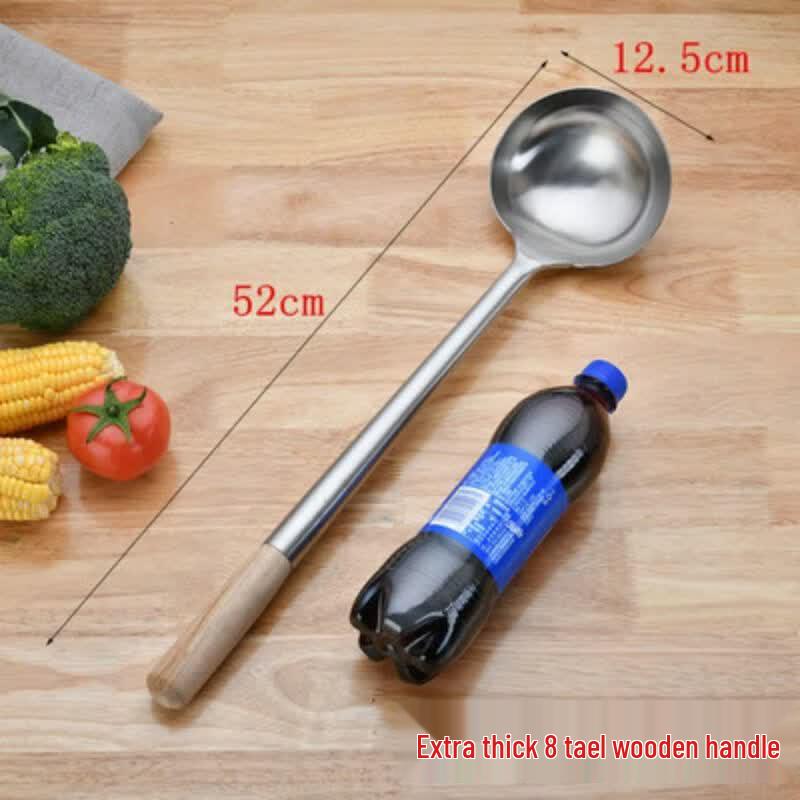 Qianxing Professional Stainless Steel Chef s Ladle with Wooden Handle
