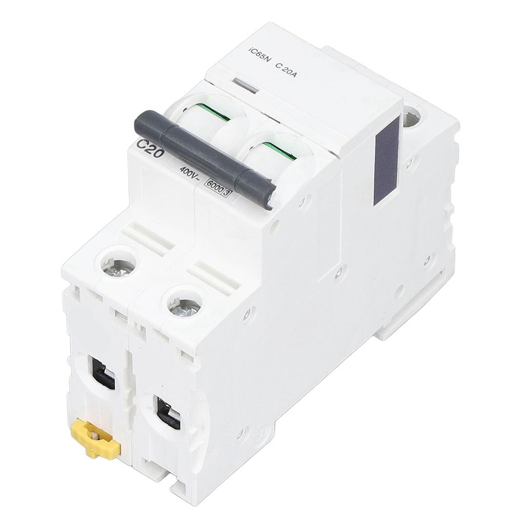 2P Miniature Circuit Breaker DIN Rail Mount Low Voltage Overload Protection Switch 400V 20A