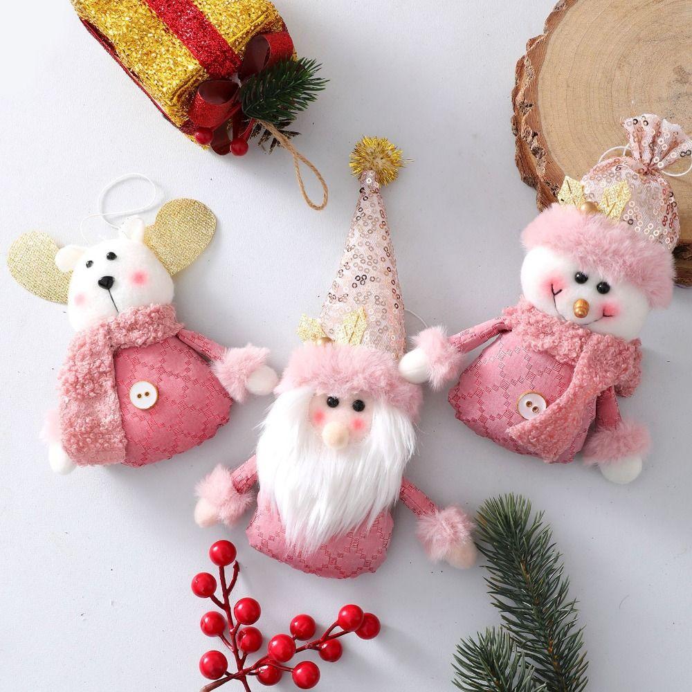 Pink Doll Decoration Plush Tree Hanging Decoration Party Supplies Christmas Tree Pendant Gift