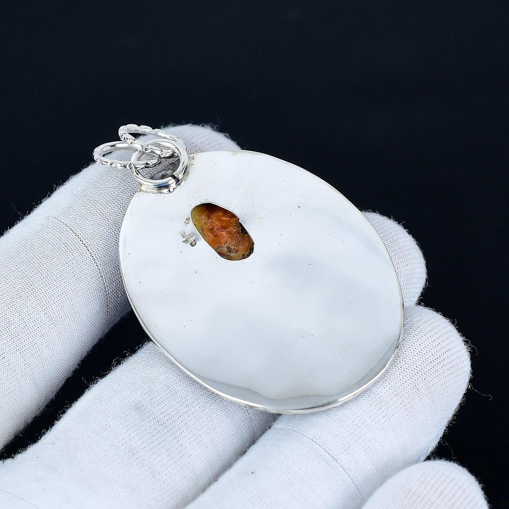 Orange Spiny Oyster Pendant, 925 Sterling Silver Handmade Jewelry, Orange Spiny Oyster Silver Pendant, Party Wear Jewelry For Women's, Pendant Gift