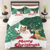 Gingerbread Man Santa Claus  Christmas Tree Reindeer Anime Printed Bedding Set Duvet Cover Queen Cotton Cute Cartoon Quilt Cover