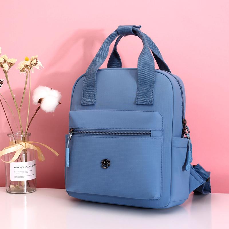 Nylon Backpack Women's Schoolbag Solid Color Small Handbag Travel Lightweight Backpack