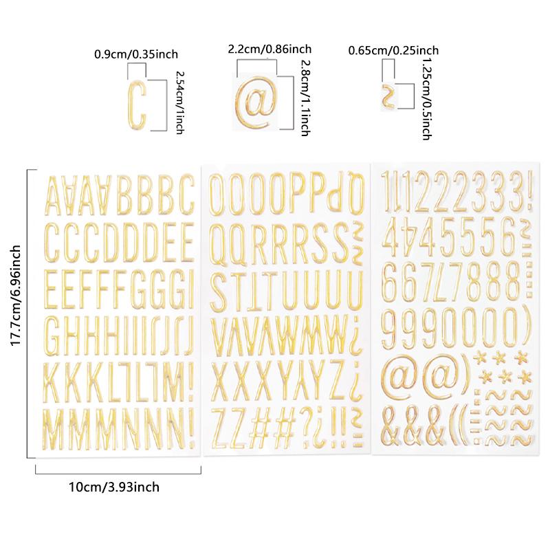 

3 Sheets 3D Gold Puffy Letter Number Stickers Letters Stickers Self Adhesive Stickers for DIY Crafts Scrapbooking Decorative