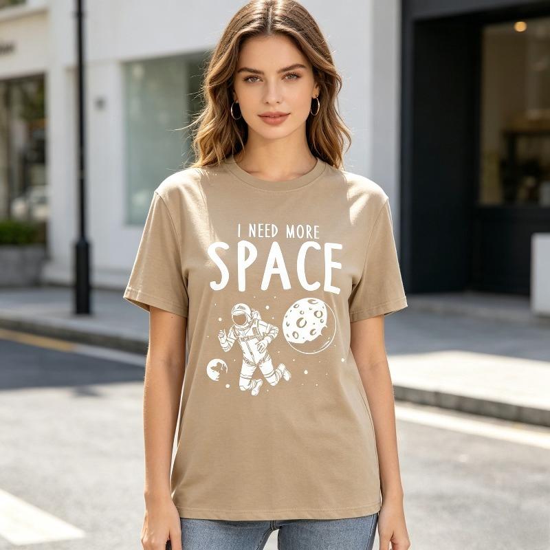 Funny Astronaut Space TShirt Unisex Unisex I Need More Space Graphic Tee Casual Cotton Short Sleeve Shirt