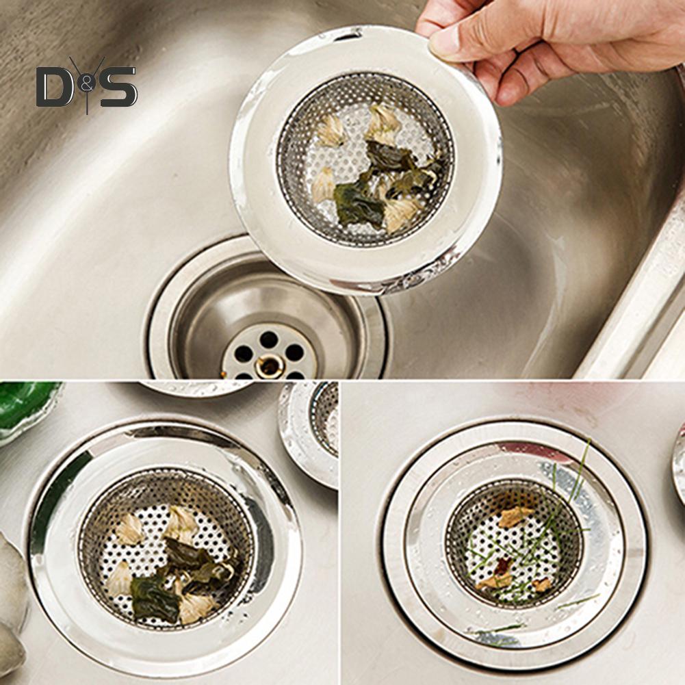 Stainless Steel Mesh Sink Strainer Trap Bath Hair Drain Hole Metal Flume Filter