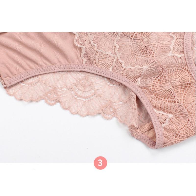 Mid Waist Sexy Lace Triangle Pantie Transparent Seamless Elastic Wide Waist Underwear Women's Triangle Panties