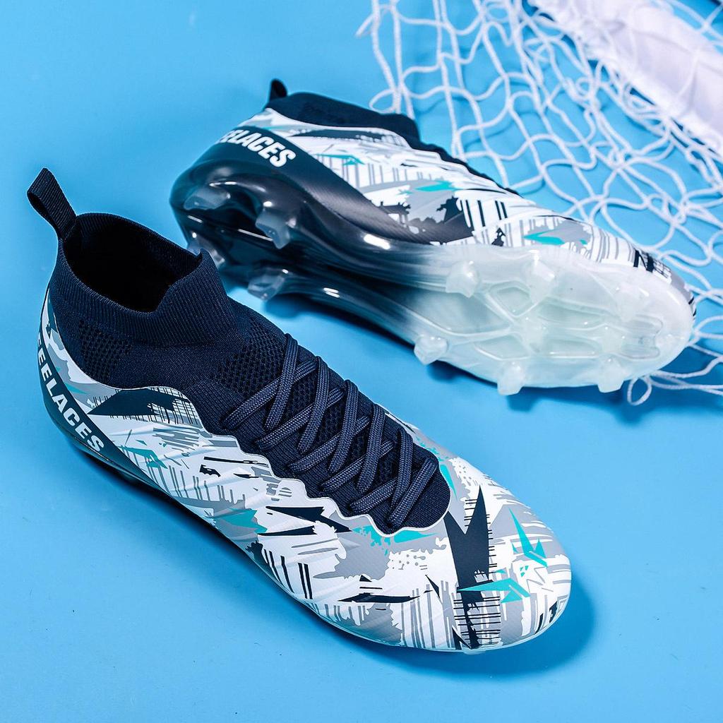 2024 Men's Fly-Knit High-Top Soccer Shoes with Breathable Sock Liner for Professional Turf Training