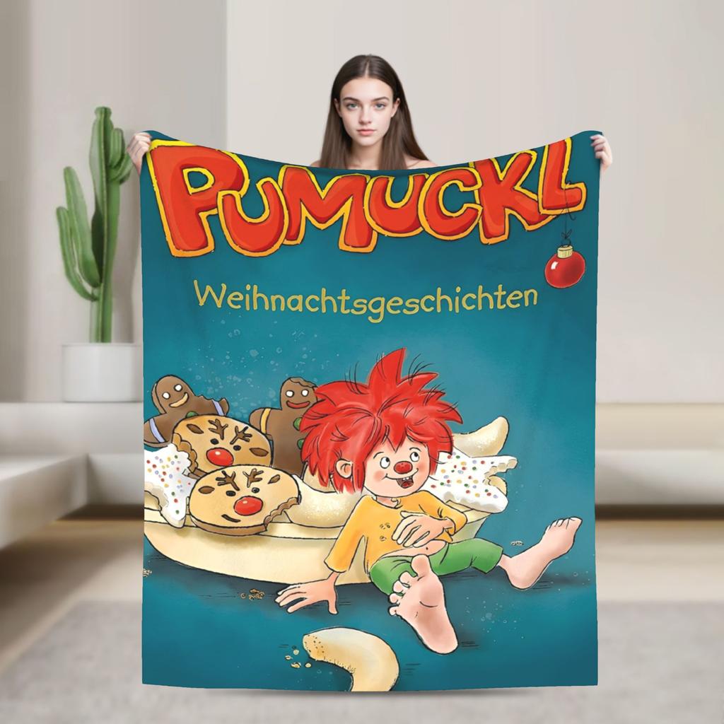 Pumuckl Cute Elf Fairy Story Fashion Blankets Fleece Autumn Winter Anime Cartoon Multi-function Lightweight Throw Fashion Blanket for Beddin