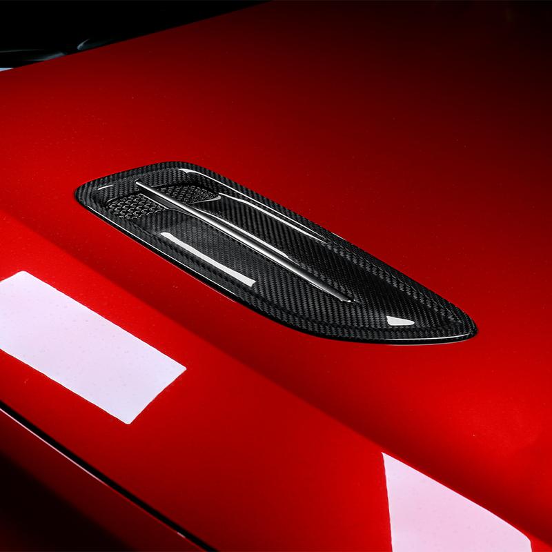 For Kia Stinger 2018- LHD/RHD Carbon Fiber Style Front Hood Air Vent Outlet Cover Trim Exterior Car Styling Accessories