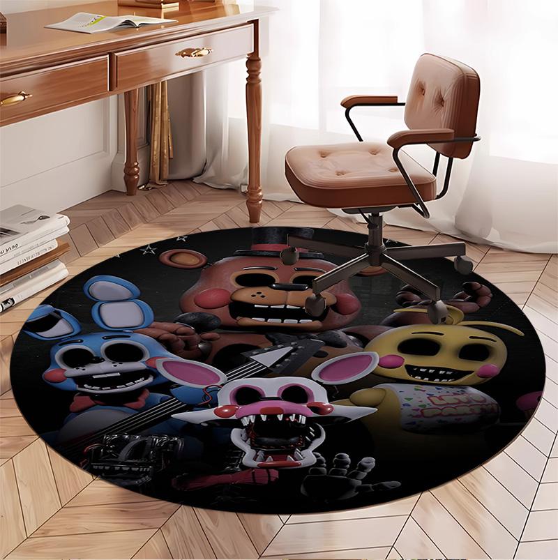 Five Nights at Freddy's Pattern Round Rug, Indoor/Outdoor Mat, for Picnic, Gameroom, Bedroom, Office, Living Room, Home Decor Carpet, Birthday Gift