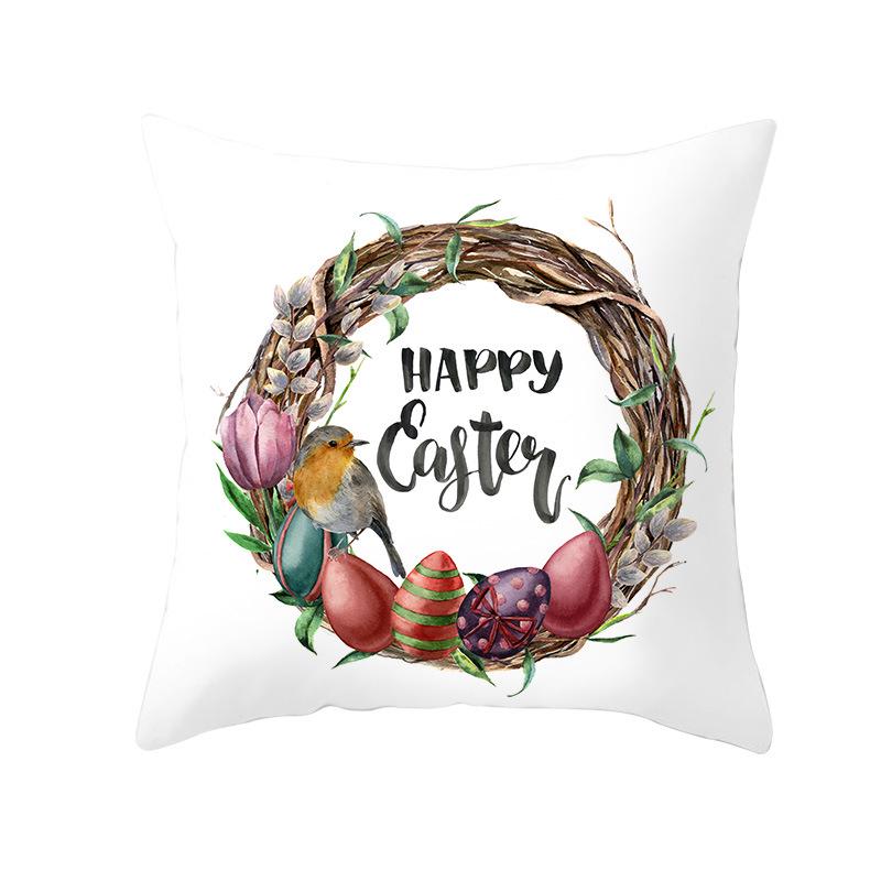 Easter Cartoon Cute Rabbit Digital Printing Short Plush Pillow Covers Decorative for Car Sofa Office Cushion Cover Home Goods
