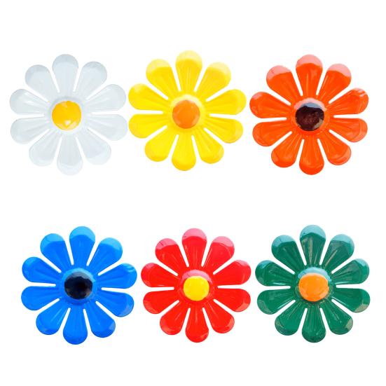 Iron Sunflower Decor 6Pcs Metal Flowers Wall Decor, Flower Ornament Art, Decorative Set Hanging Decoration Garden for Outside Indoor Patio,