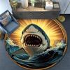 Great White Shark Round Area Rug,Carpet Rug for Living Room Bedroom Sofa Playroom Decor,Non-slip Floor Mat