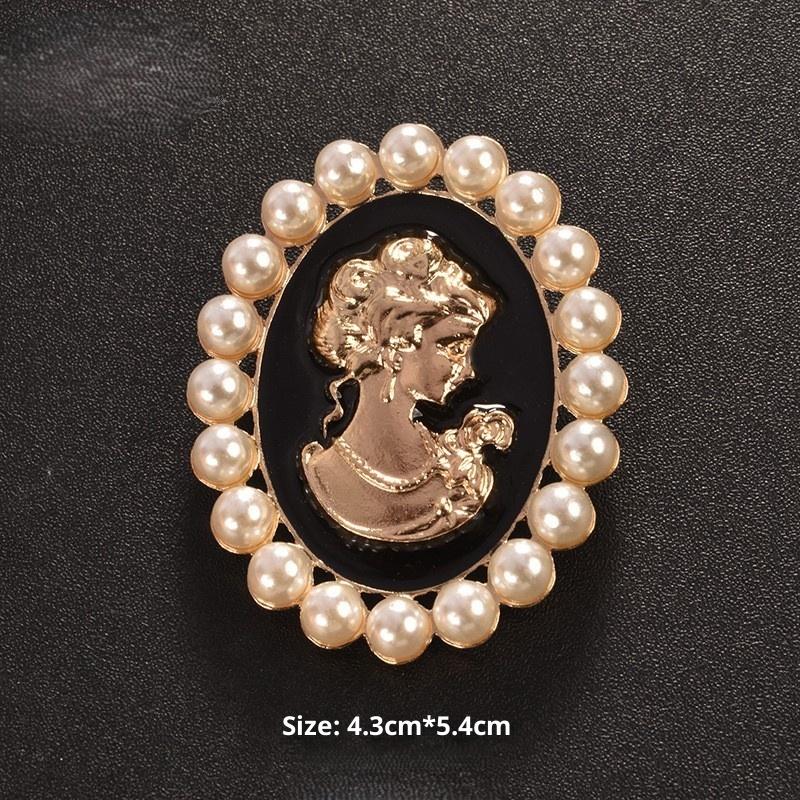 Винтажные броши с женским профилем для женщин, жемчуг, классическая красота, портрет, овальная брошь-булавка, ретро, праздничные украшения, подарки as the picture