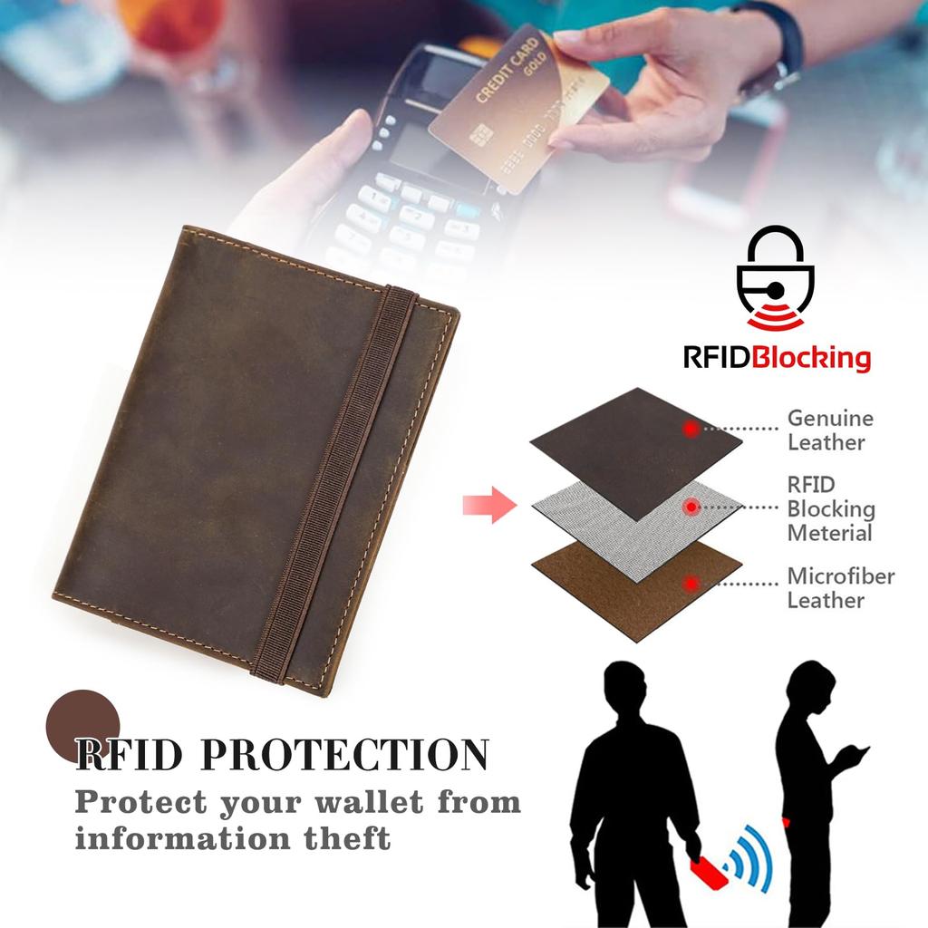 RFID Genuine Leather Passport Case 2 with Air Tag Slot [Contact's Series] Anti-Theft (for Passports)