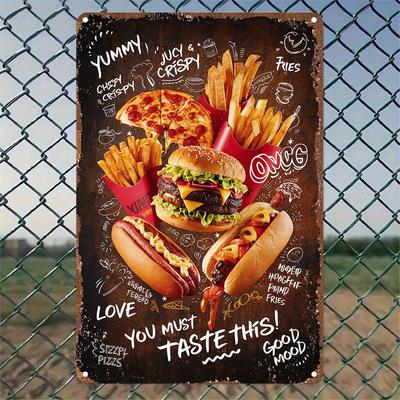 Vintage Eisen Schild Retro Fast Food Wandkunst Dekoration für Restaurant Küche Garten Schlafzimmer Garage Dekoration