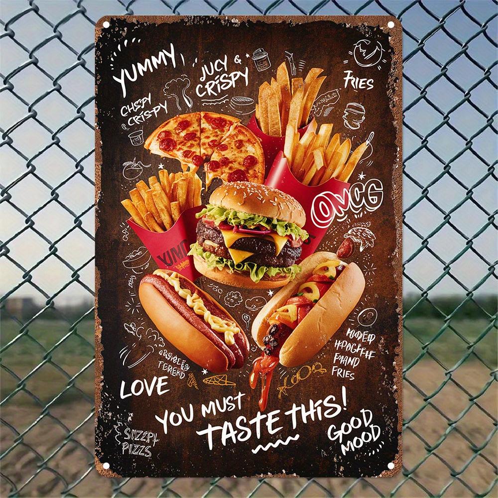 

Vintage Iron Sign Retro Fast Food Wall Art Decor for Restaurant Kitchen Garden Bedroom Garage Decoration 20x30cm（7.8x11.8inch）