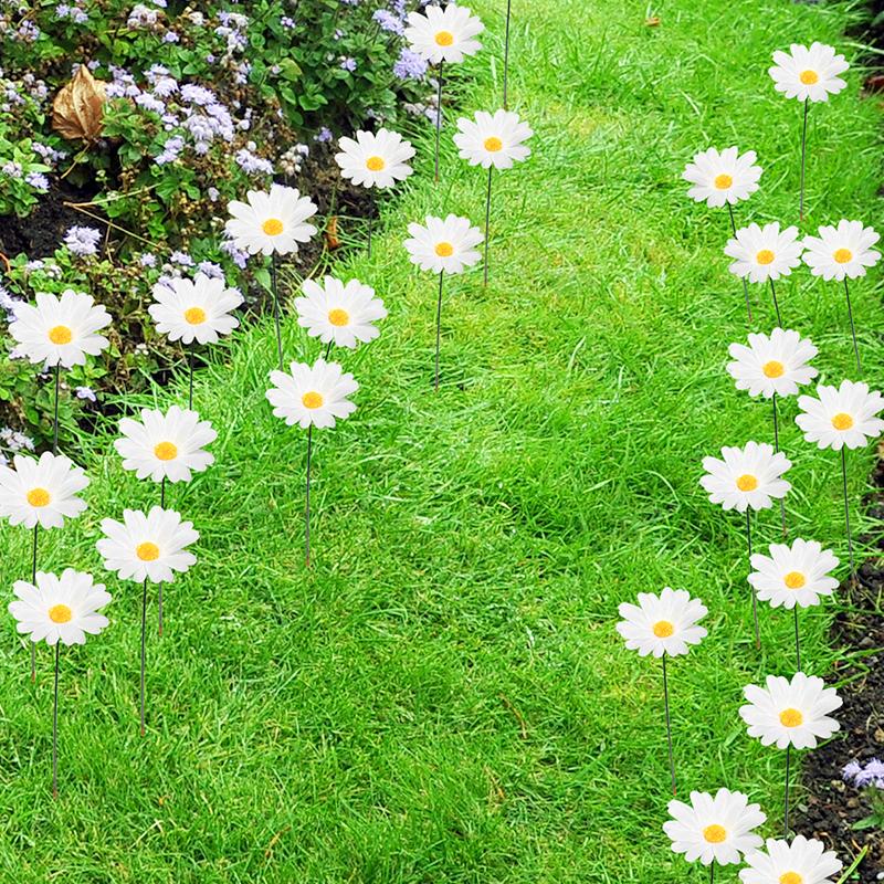 1Set Artificial Flower Micro Landscape Potted Plant Decoration Lawn Decoration Cloth Outdoor Landscape Daisy Card Insertion