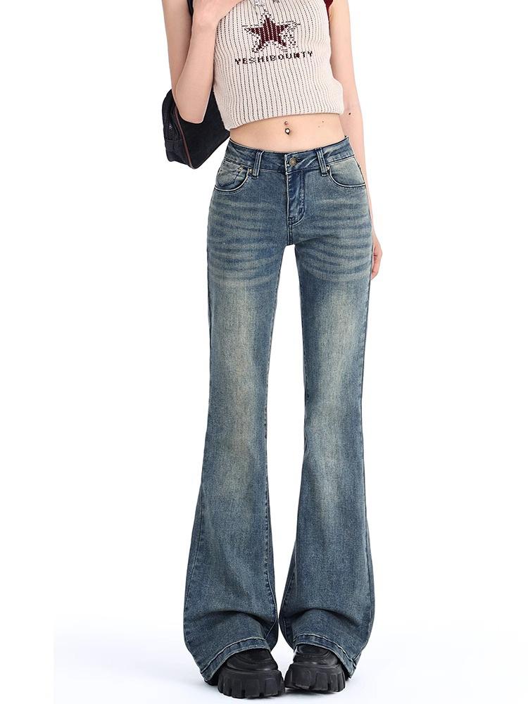 

Американские ретро микро расклешенные джинсы для женщин с низкой посадкой, облегающие и широкие джинсы стрейч XL