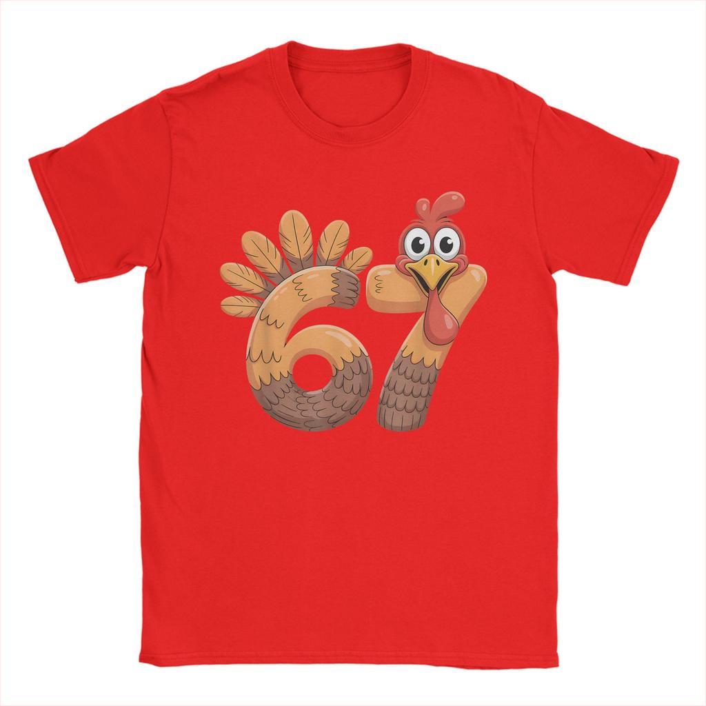 67 Thanksgiving Funny Turkey Thanksgiving 67 Turkey T-Shirt for Men Pure Cotton Tees Round Collar Short Sleeve T Shirt Clothing