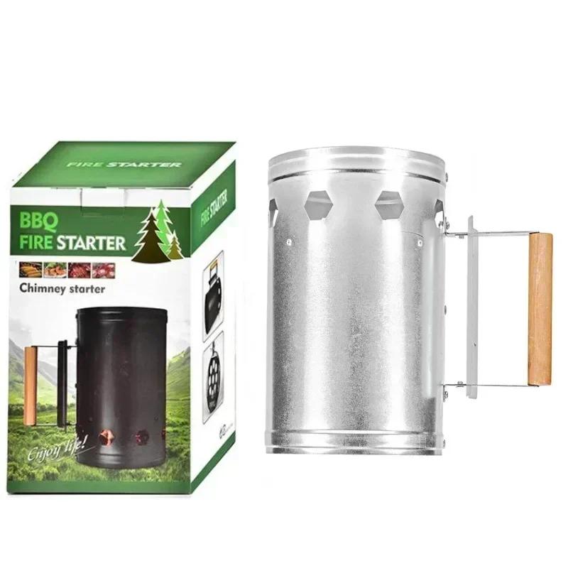 Rapid Fire Charcoal Chimney Starter - Heavy Duty Camping BBQ Coal Lighter Can for Outdoor Grilling Spark Bucket Charcoal Bucket