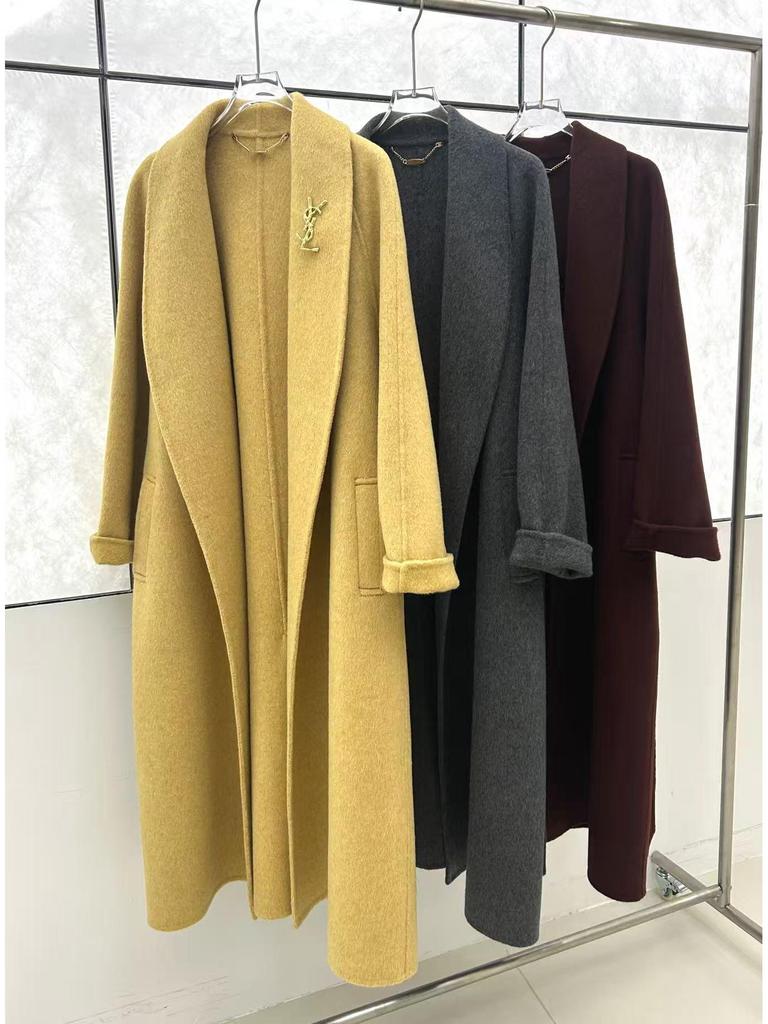 Women's 2025 French Light Luxury Loose Long Double-Sided Cashmere Coat for Autumn and Winter