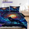 Wolf Pattern Bedding Quilt Set Quilt Cover Pillowcase Home Decoration Birthday Gift (1 * Duvet Cover + 2 * Pillowcase, Without Core)