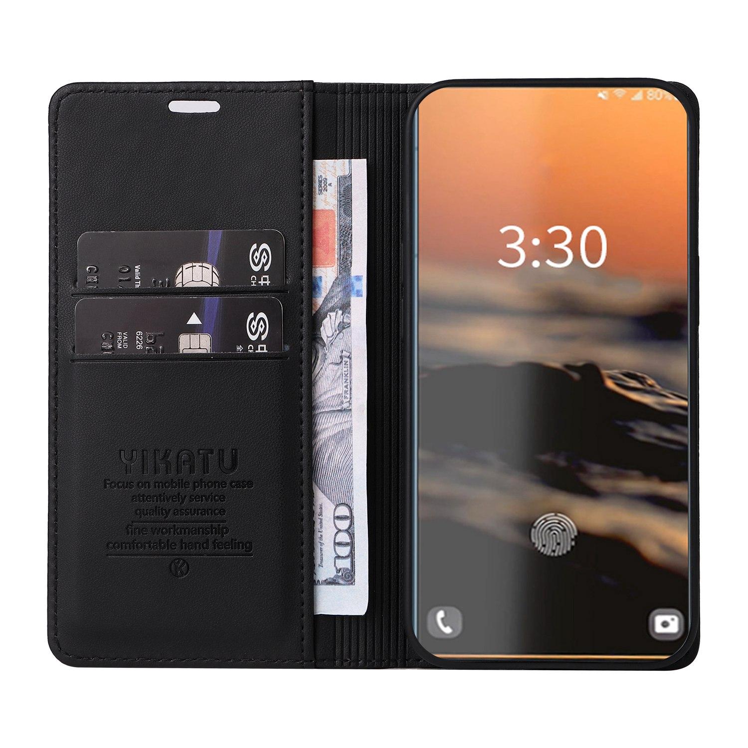 

YIKATU YK-001 For Samsung Galaxy S23 Ultra PU Leather Shockproof Wallet Case Magnetic Auto-absorbed Phone Stand Cover Black