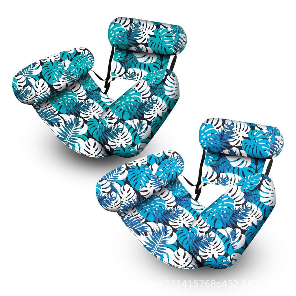 Three-Tube Maple Leaf Inflatable Pool Float with Hammock Seat and Foldable Backrest.
