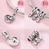 Authentic Mothers Day Pink Heart Mom Charm Bead Charms Compatible With Copper Bracelets Women Jewellery Diy Fine Material Making Up