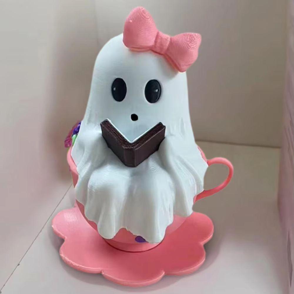 Resin Resin Figurine Smooth Finish Reading Ghost Playful Ghost Statue Yard Decoration