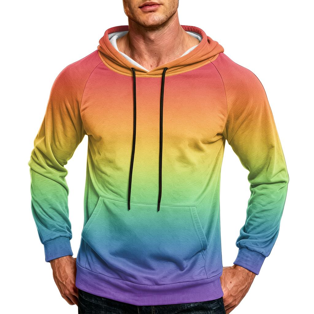 Herren Lockerer Kapuzenpullover für den Alltag mit Tasche und Kordelzug